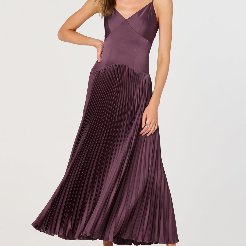 ASTR the Label Pleated Drop Waist Dress Eggplant